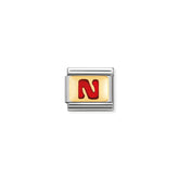 Nomination Composable Classic BUCHST, ROT Edelstahl, Email und 18K-Gold (14_N)